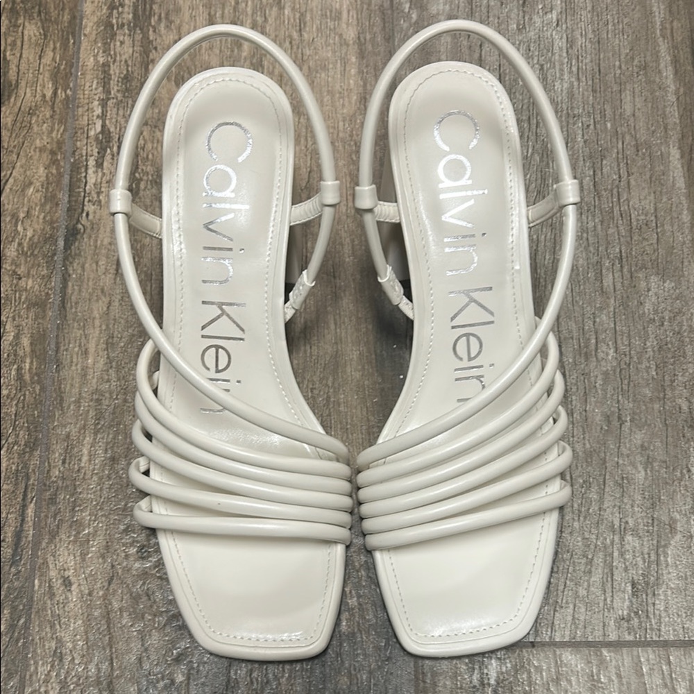Calvin Klein Cream Heeled Shoes Minimalist Design